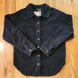 Emory Park Black Corduroy Button Down Jacket / Shacket Size Small
